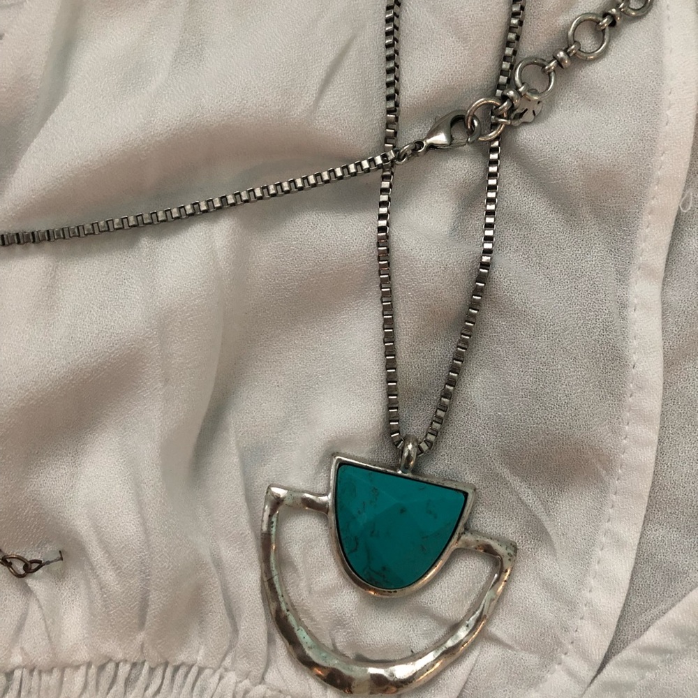 Long Teal/Silver necklace